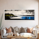 Dramatic Seascape Art, Black and White Ocean Painting, Moody Landscape Print, Nautical Wall Decor, Modern Home Art, Framed Canvas Print