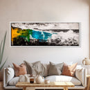 Abstract Ocean Wave, Colorful Coastal Painting, Modern Nautical Wall Art, Bold Seascape Print, Vibrant Beach Decor, Framed Canvas Print
