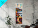 Ocean Cliffside, Wildflowers Path, Canvas Print colorful coastal path painting, vibrant nature landscape, modern beach art, kitchen wall decor
