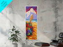 Ocean, Sand, Florals, Bold, Framed Canvas Print vibrant beach floral wall art coastal boho painting living room decor tropical gift idea