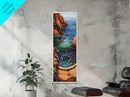 Ocean, Vortex, Cliffside, Landscape, Framed Canvas Print with ocean whirlpool, mystical seascape, fantasy art, coastal bathroom wall art