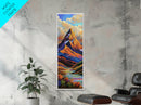 Majestic, Peak, River, Valley, Framed Canvas Print with dramatic alpine scenery, rustic lodge wall decor, fall landscape, nature art