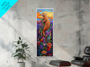 Otter, Flowers, Fantasy, Wildlife, Framed Canvas Print, Whimsical animal art in vibrant palette, ideal Nursery Art or Nature Lover Decor