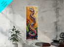 Colorful,Snake, Garden, Bold Mosaic Serpent Framed Canvas Print, Bohemian Wall Art, Unique Nature Decor, Southwestern Living Room