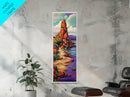 Desert Trail, Rocks, Nature, Framed Canvas Print, Desert path painting, wild rocky trail artwork, hallway decor, southwestern rustic style