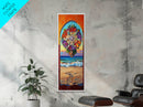 Sunset Beach, Mandala, Coastal Archway Framed Canvas Print, Boho Ocean Wall Art, Vibrant Entryway Decor, Spiritual Coastal Style