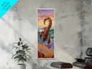 Scorpion Ocean, Sunset, Framed Canvas Print, Bold Coastal Wall Art, Beach Bedroom Decor, Vibrant Nautical Style, Surreal Animal Artwork