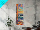 Waves Archway, Ocean, Framed Canvas Print, Coastal Wall Art, Colorful Boho Living Room Decor, Mediterranean Beach Home Accent Piece