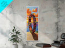 Dog Collar, Sunset, Framed Canvas Print, Colorful dog collar painting at beach sunset, pet lover gift, eclectic decor, mudroom wall art