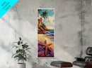 Starfish Beach, Tropical, Canvas Print, Coastal starfish painting with vivid shore and ocean view, beach house decor, guest room wall art