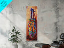 Bag Ribbon, Textiles, Fiesta - Framed Canvas Print boho textile wall art, vibrant folk art style, colorful entryway decor, Fall home accent
