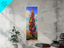 Rainbow Plant, Bold Nature, Vertical Leaf Art, Framed Canvas Print, Bright Boho Home Decor, Eclectic Bedroom Art, Colorful Botanical Art
