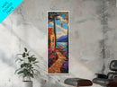 Seaside Garden, Pathway Escape, Framed Canvas Print, Mediterranean wall art, kitchen wall decor, colorful boho art, coastal landscape