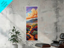 Beach Trail, Colorful Dunes, Seaside Nature, Framed Canvas Print, vibrant coastal landscape painting, tropical home wall art, bedroom art