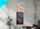 Tropical Coastal, Ocean, Horizon - Framed Canvas Print, tropical beach wall art, boho island painting, living room or vacation rental décor