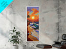 Sunset Beach, Waves, Tropical - Canvas Print, vibrant coastal sunset art, island boho decor, beach house or living room wall statement piece