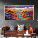 Stream Desert, Flowers, Vibrant Nature Canvas Print, Southwest Landscape Wall Decor, Autumn Living Room Boho Art Style