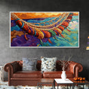 Hammock, Relax, Tropical, Sunset, Framed Canvas Print, Vibrant tropical vibes, beachy boho wall art, bedroom or sunroom decor