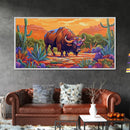 Buffalo Desert, Flowers, Canvas Print, Western buffalo art, colorful desert scene, ranch decor, Office Wall Art, Autumn Wall Art