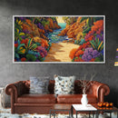 Jungle Cove, Bright, Canvas Print, Lush tropical jungle path to sea, Dining Room Wall Art, nature artwork, bohemian coastal print