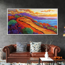 Pathway Mountain, Trail, Sunset, Framed Canvas Print adventure lovers gift, hiking trail art, colorful landscape wall decor
