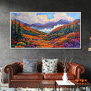 Mountain Valley, Wildflower Trail, Sunset Pathway, Canvas Print, Boho Wall Art, Bedroom or Hallway Decor, Vibrant Nature Painting