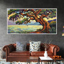 Twisted Tree, Lakeside Sunset, Majestic Oak, Canvas Print, Nature Wall Art, Living Room or Office Decor, Scenic Landscape Painting