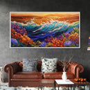 Ocean Bloom, Sunset Surf, Tropical Waves, Canvas Print, Vibrant Coastal Wall Art, Beach House Decor, Colorful Seascape Painting