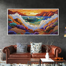 Wave Crash, Sunset Coast, Rocky Horizon, Canvas Print, Dramatic Seascape Wall Art, Ocean Inspired Living Room Art, Study Decor
