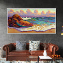 Conchas Beach, Sunset, Waves, Canvas Print, Mexican sweet bread art, kitchen wall decor, colorful bakery art, beach wall painting