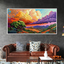 Desert Mountains, Sky, Sunset Clouds, Framed Canvas Print, Colorful Landscape Art, Office Wall Decor, Western Scenery, Autumn Vibes