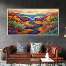 Waterfall, Canyon, Nature, Ocean, Framed Canvas Print, Boho wall art, nature landscape art, vibrant waterfall decor, bathroom wall art