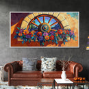 Rustic Floral, Window, Art, Framed Canvas, Print Mexican flower wagon wheel wall art, vibrant southwestern decor, boho patio print
