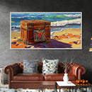 Treasure Chest, Beach Art, Ocean Waves, Nautical Decor, Coastal Wall Art, Seaside Aesthetic, Canvas Print, Living Room Wall Art