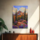Mountain Forest, Wildflowers, Scenic, Framed Canvas Print, Nature Lover Gift, Cabin Decor, Rustic Living Room Art, Woodland Landscape