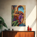 Gecko Tropical, Garden, Framed Canvas Print, Colorful Lizard Art, Desert Wall Decor, Nature Inspired Boho Art, Bathroom art,  Patio Wall Art