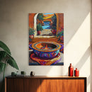 Fire Pottery, Patio, Colorful Framed Canvas Print, Rustic Kitchen Wall Art, Hacienda Style Decor, Bold Mexican Art, Autumn Home Accent