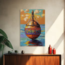 Buoy Sea, Sunset, Nautical Ocean Wall Art, Beach House Decor, Coastal Colorful Accent, Tropical Framed Canvas Print
