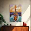 Paddle and Waves Art, Surfboard Ocean Print, Tropical Sea Decor, Nautical Wall Vibes, Framed Canvas Print, Beach House Wall Art, surfer style