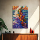 Ocean Feathers, Splash Art, Bright Abstract, Color Burst, Framed Canvas Print, Living Room Wall Art, modern tropical art, bold color