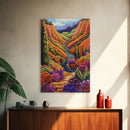 Vibrant Canyon Trail, Fall Mountainscape Art, Colorful Nature Painting, Canvas Print, Autumn Decor, Rustic Cabin Wall Art, Boho Vibe