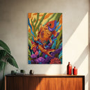 Bold Colorful Fish Art, Framed Canvas Print, Underwater wall decor, boho ocean art, tropical fish painting, bathroom wall art