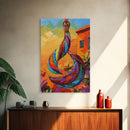 Colorful Pendant, Abstract Jewelry, Bohemian Style, Artistic Decor, Warm Sunset Tones, Bedroom Wall Art, Framed Canvas Print