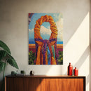 Woven Wreath, Rainbow Wall Decor, Bold Colorful Texture, Rustic Charm, Fall Entryway Art, Canvas Print, Handmade Style Vibe