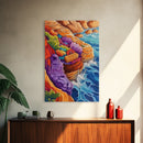 Ocean Cliffs, Colorful Reef, Coastal Abstract, Vibrant Seaside Art, Bathroom Wall Art, Nautical Decor, Canvas Print, Bold Nature Painting