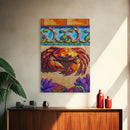 Colorful Crab, Coastal Tile Art, Beachy Wall Accent, Nautical Style, Kitchen Wall Art, Seaside Decor, Canvas Print, Tropical Vibe