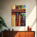Tropical Rustic Detail Painting, Framed Canvas Print, Coastal patio wall decor, boho island house art, summer wall accent