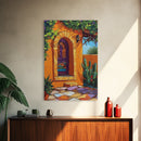 Spanish Doorway Scene, Rustic Home Art, Desert Vibes, Warm Entryway Decor, Framed Canvas Print, Southwestern Kitchen Wall Art