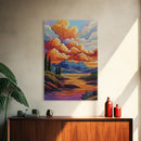 Mountains Lake, Sky Reflection, Canvas Print sunset mountain scene wall decor, serene nature landscape painting, Living Room Wall Art