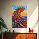 Abstract Bloom, Petals, Rainbow, Framed Canvas Print, bold flower art, modern botanical decor, textured wall piece, Bedroom or Entryway
